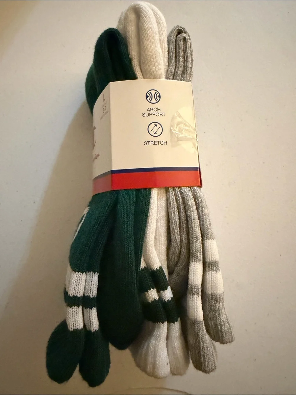 Champion Green/White/Gray Crew Socks - 3 Pair Pack